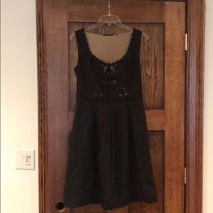 Eli’s Tahari Black dress with neckline detail